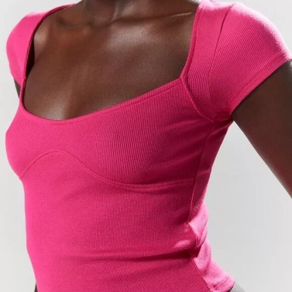 Women's URBAN OUTFITTERS Silence + Noise Greta Pink Cropped Tee-‎ Size Small - Picture 1 of 7
